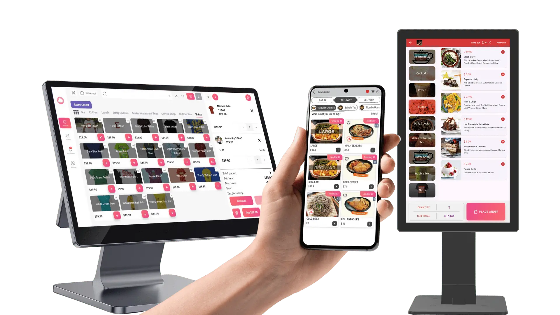 Rewardly POS terminal, mobile QR ordering and self-ordering kiosk